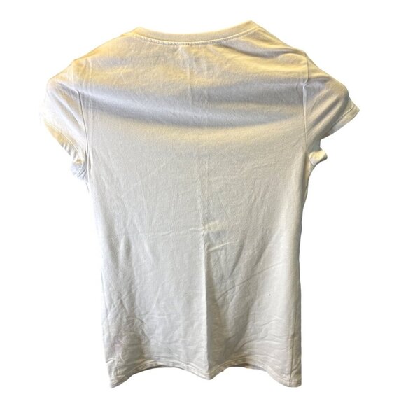 No Boundaries White Short Sleeve Scoop Neck Juniors Top SZ Medium - Picture 2 of 7